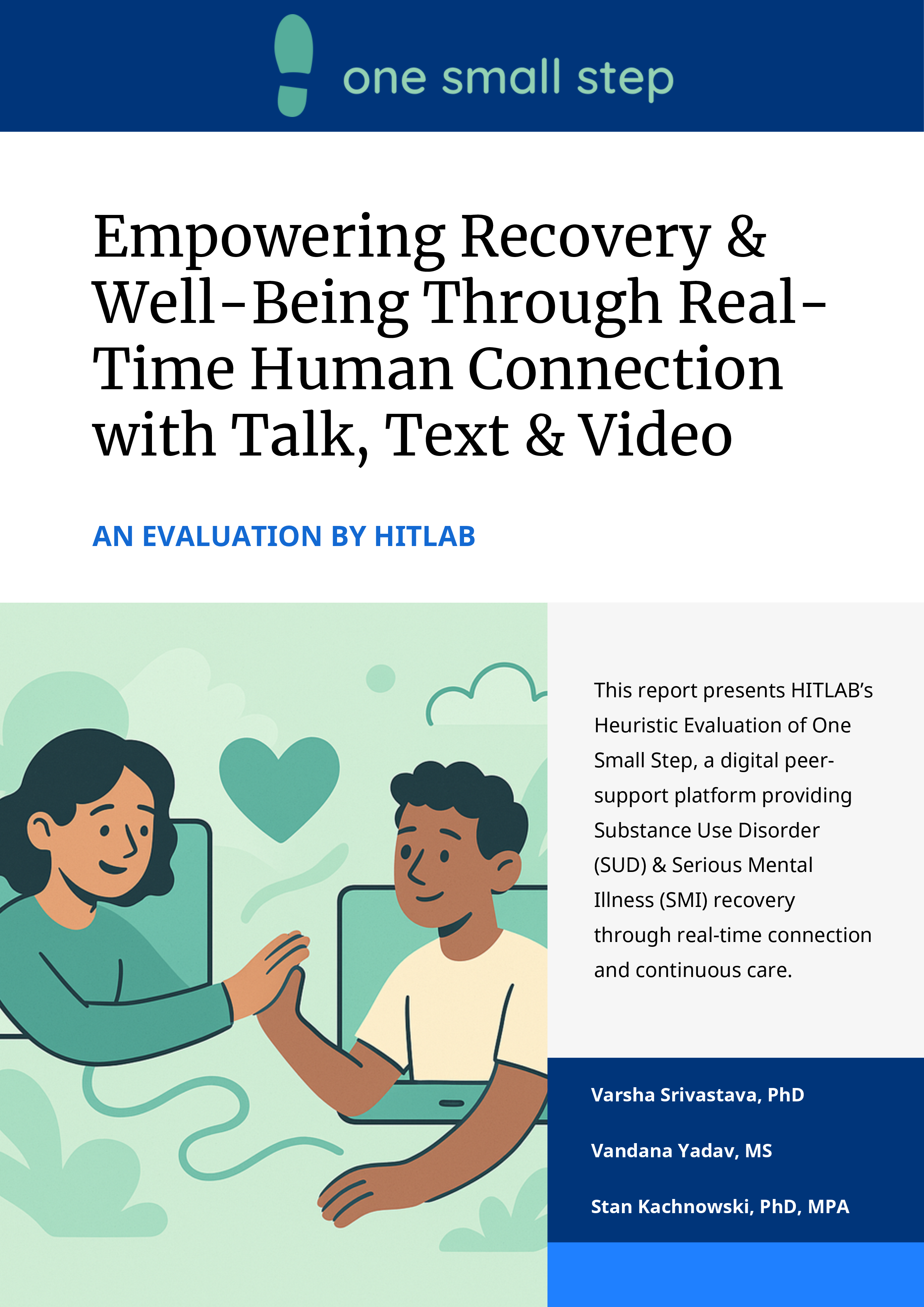 HITLAB 2025 whitepaper: Empowering Recovery and Well-Being Through Real-Time Human Connection — evaluation of One Small Step